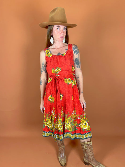 VINTAGE 70's Floral Wrap Dress 8-10