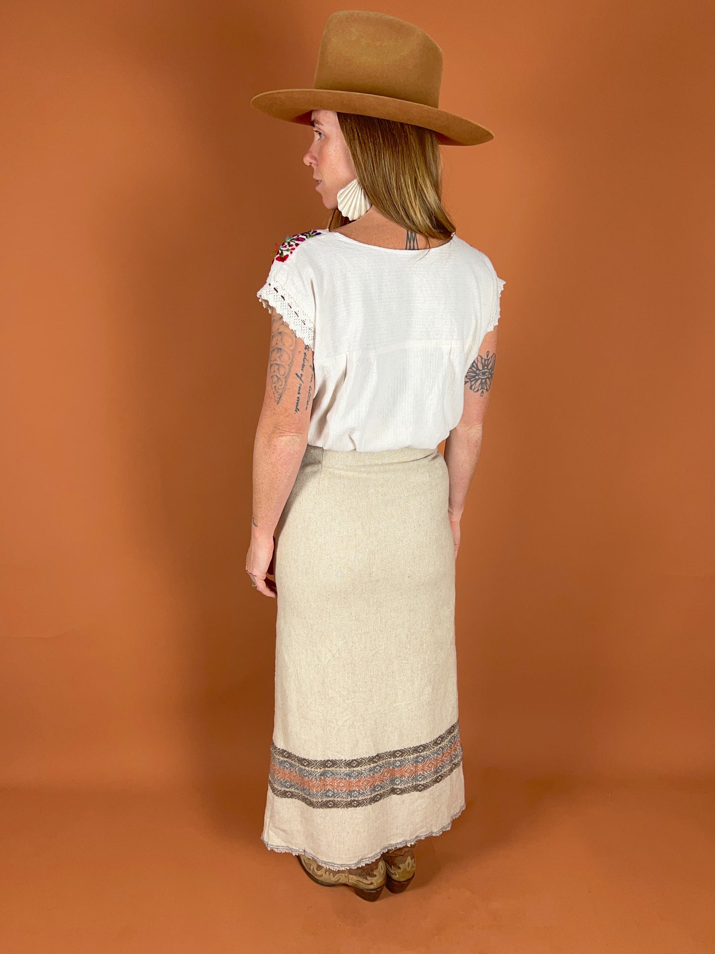 VINTAGE 70's Wool Maxi Skirt 8