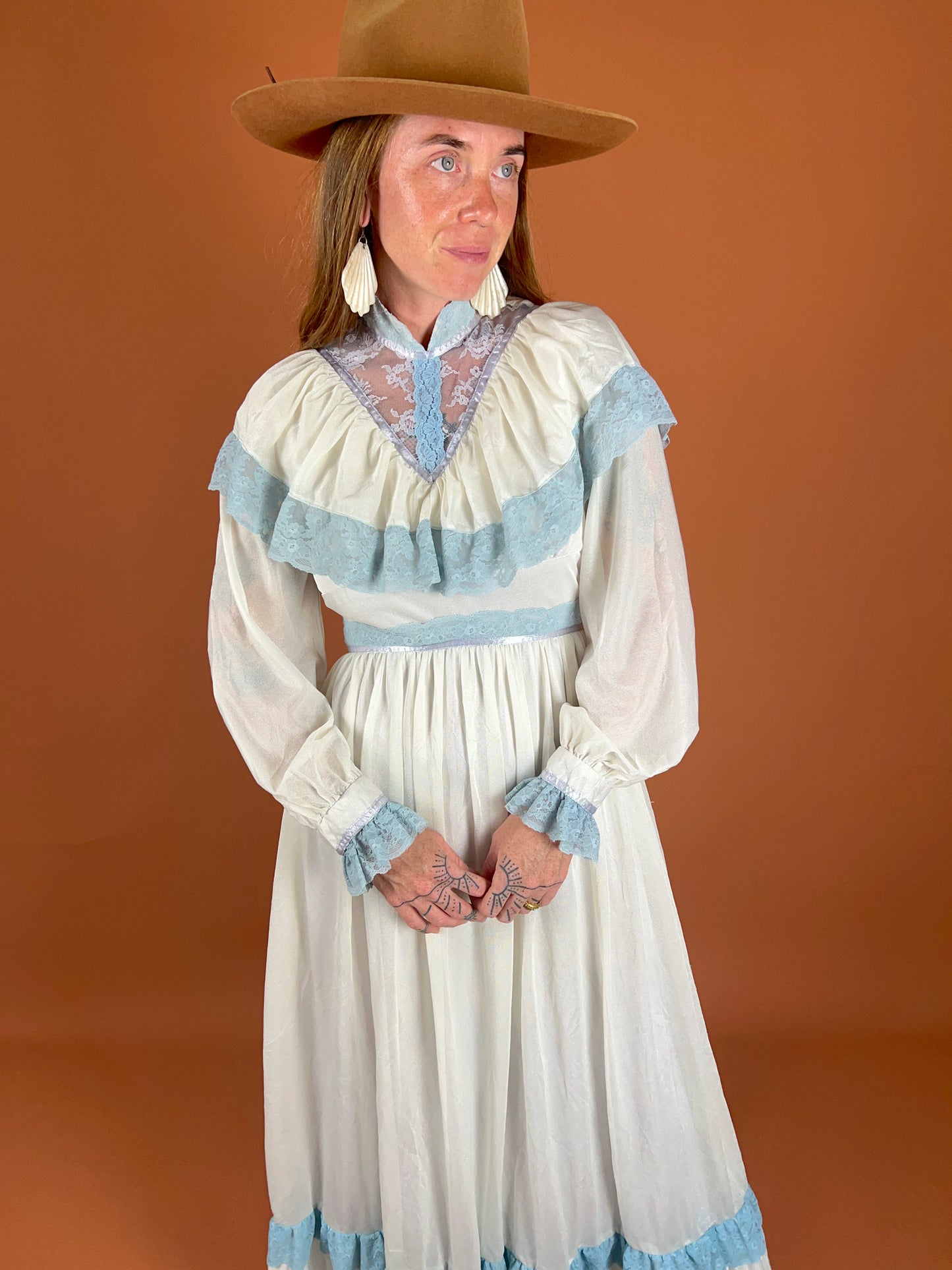 VINTAGE 60's Prairie Maxi Dress 8