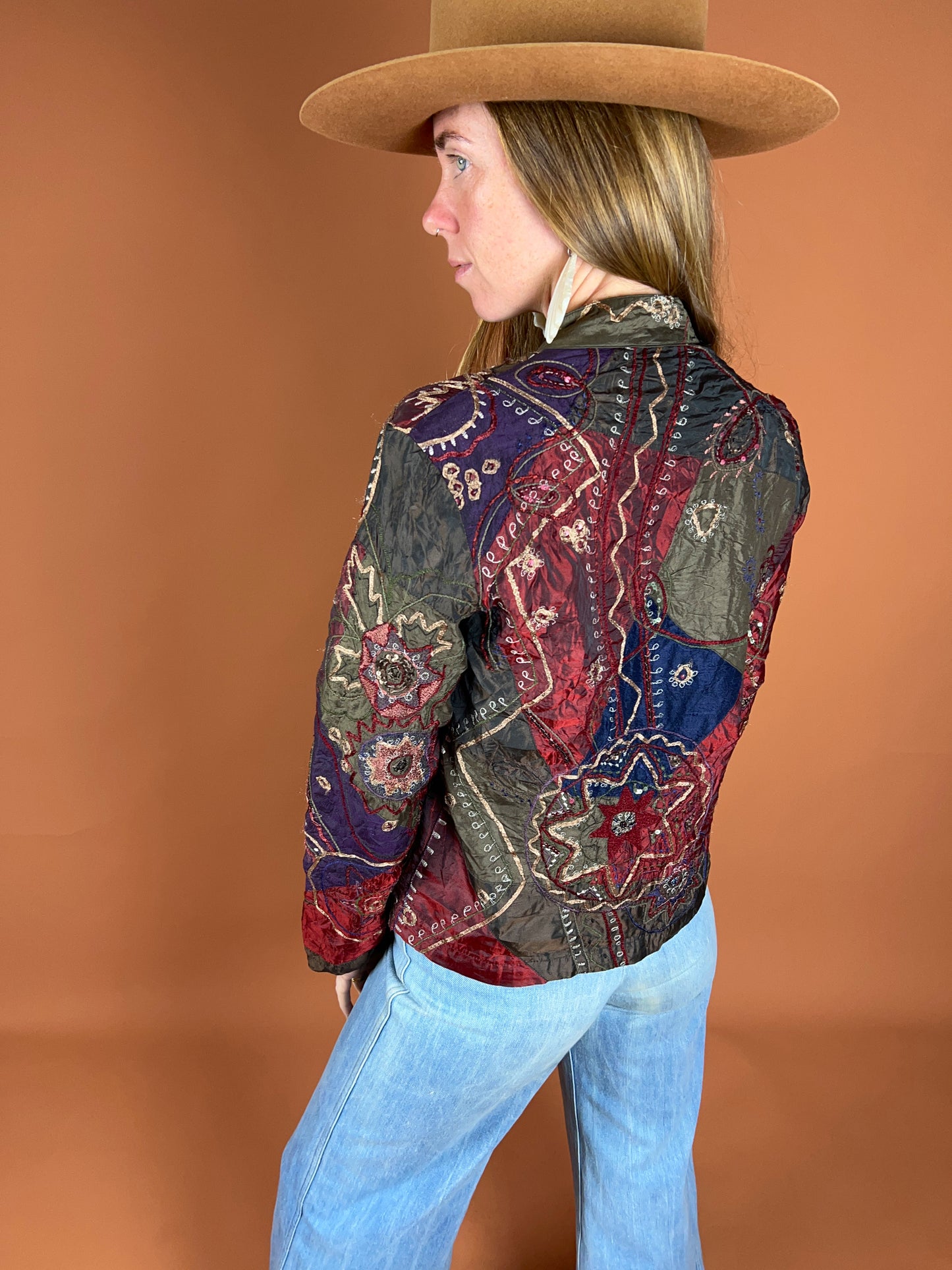 VINTAGE 80's Patchwork Jacket 8-10