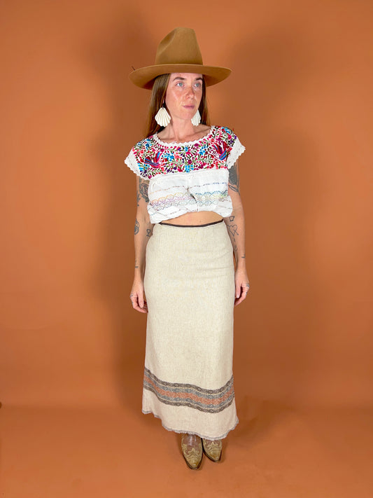 VINTAGE 70's Wool Maxi Skirt 8