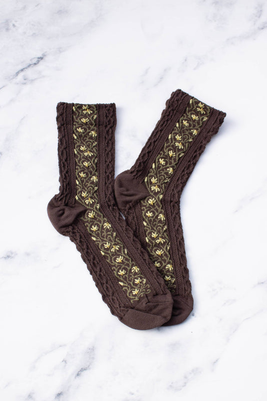 TIPOLOGY Emma Women's Vintage Socks: Dark Brown