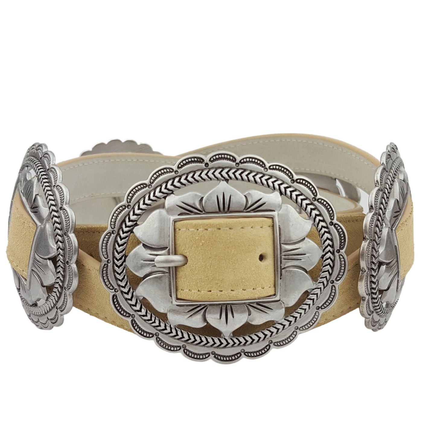 Suede Sunflower Concho Belt Sand