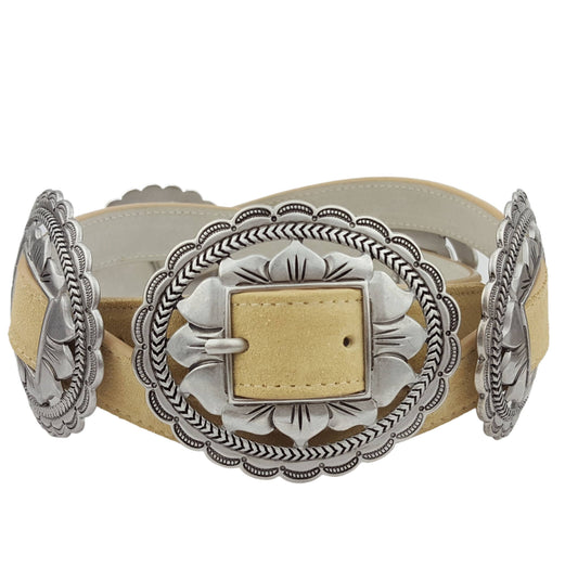 Suede Sunflower Concho Belt Sand
