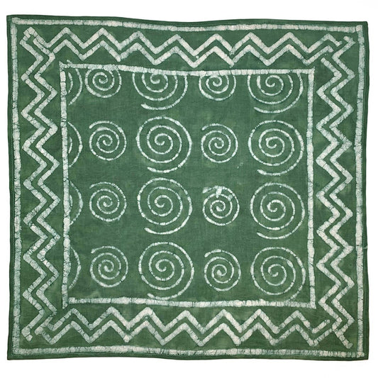 ANJU Block Printed Bandana - Green Large Spirals Chevron Border