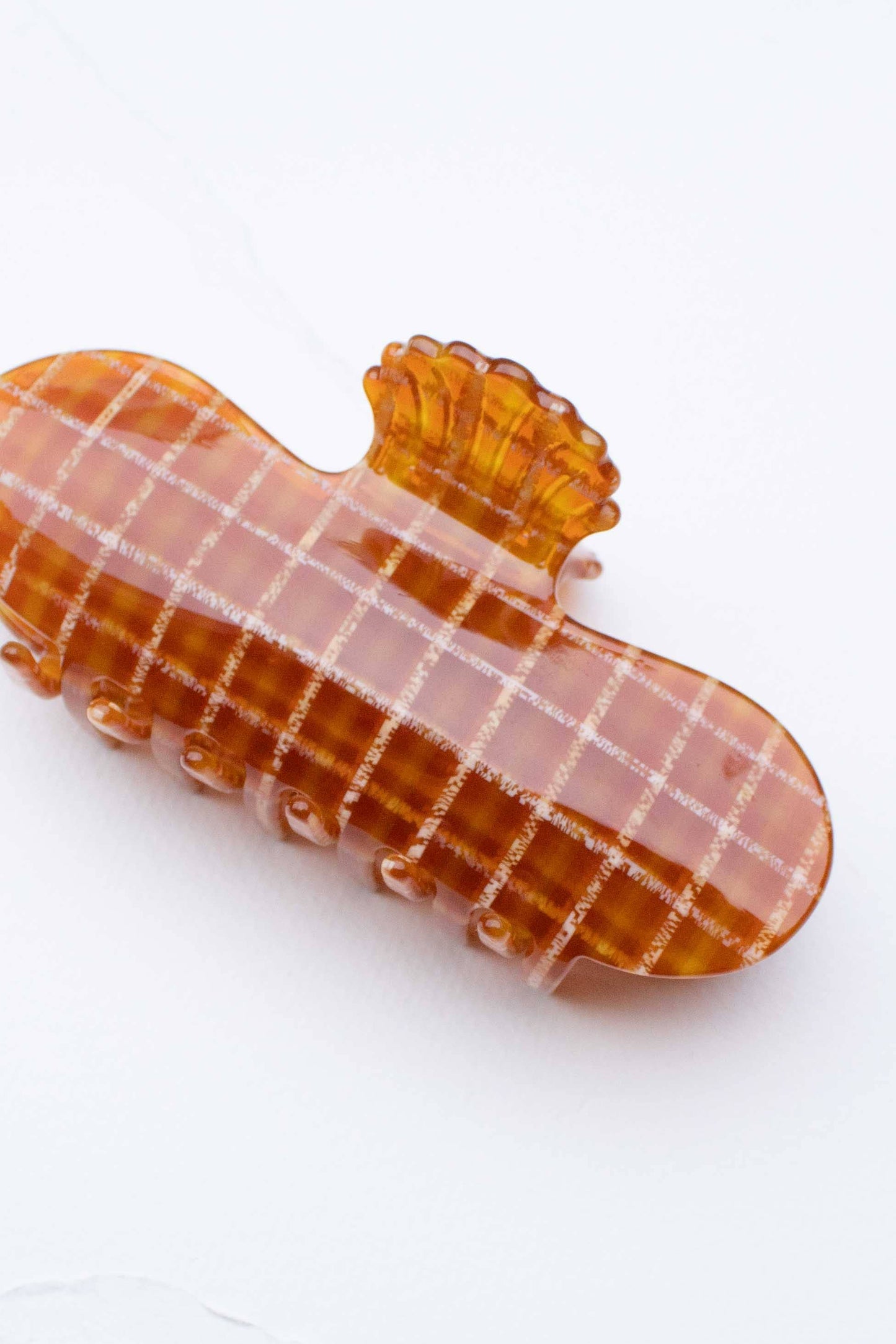 TIEPOLOGY Antique Golden Harvest Hair Claw Clip: Rust Checkered
