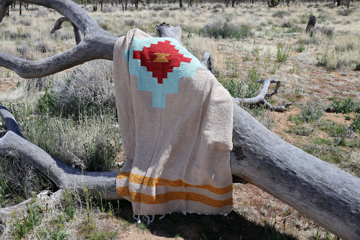 TRIBE & TRUE Taos Two (Mesa- Aqua) Handwoven Blanket